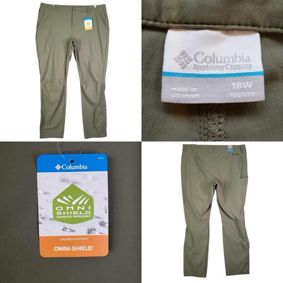 Columbia Pants Leslie Falls Women’s Plus Size 18 Hiking Green Straight Leg New - Picture 1 of 12